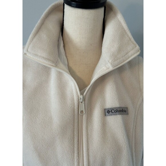 Columbia Fleece Full Zip Vest With Zipper Side Pockets Cream Color Size Medium - Picture 4 of 8
